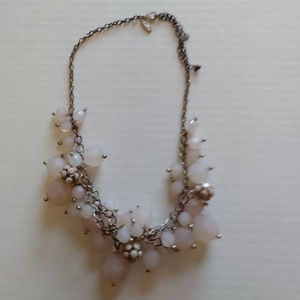 NY very light pale pink bauble bead statement adjustabl Y2K boho festiv necklace